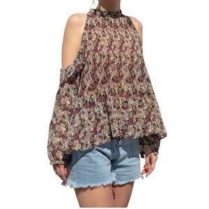 Zara Floral Cold Shoulder Blouse - Multicolor
